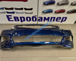 Бампер передний Hyundai Solaris 2015-17г цвет синий ZD6 - Евробампер - интернет магазин по продаже бамперов 