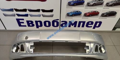 Бампер передний Volkswagen Polo SDN 2010-15г цвет серебристый A7W - Евробампер - интернет магазин по продаже бамперов 