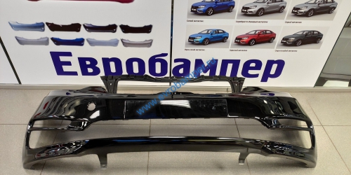 Бампер передний Kia Rio 2015-17г цвет черный MZH - Евробампер - интернет магазин по продаже бамперов 